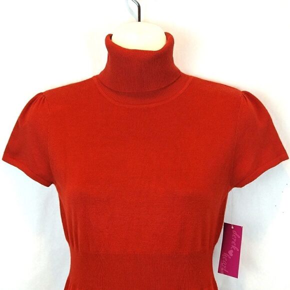 Derek Heart burnt orange knit turtle neck mini dress size L Preppy Coquette - Picture 3 of 8